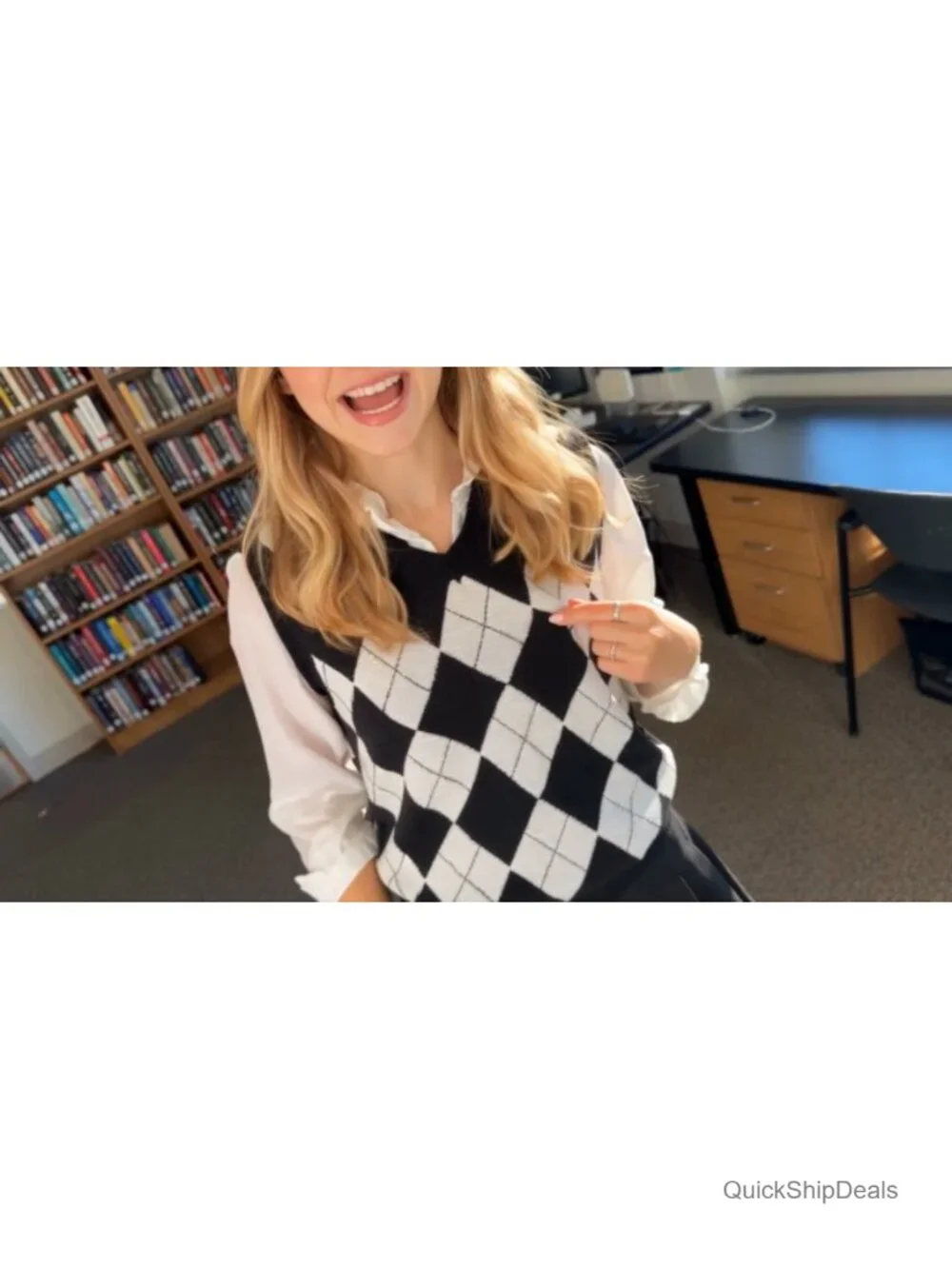 Girls Boys V Neck Argyle Knit Sweater Vest School Uniform Sleeveless Pullover